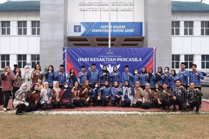 Peringati Upacara Hari Kesaktian Pancasila Tahun 2026, Wujud Dedikasi ASN Kanwil Kemenkum Jambi 