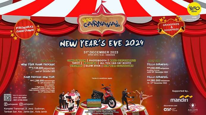 Sambut Natal dan Tahun Baru 2024 Yello Hotel Jambi Hadirkan Tema Yello Carnaval