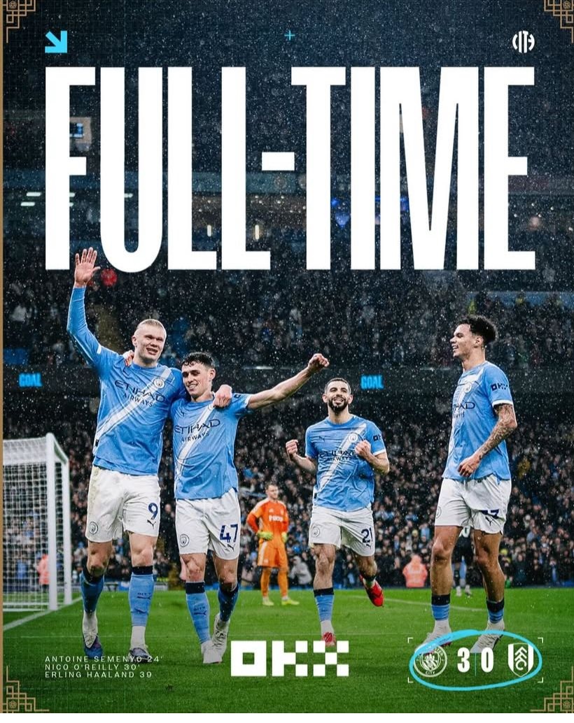 Bantai Fulham 3-0, Manchester City Terus Bayangi Arsenal