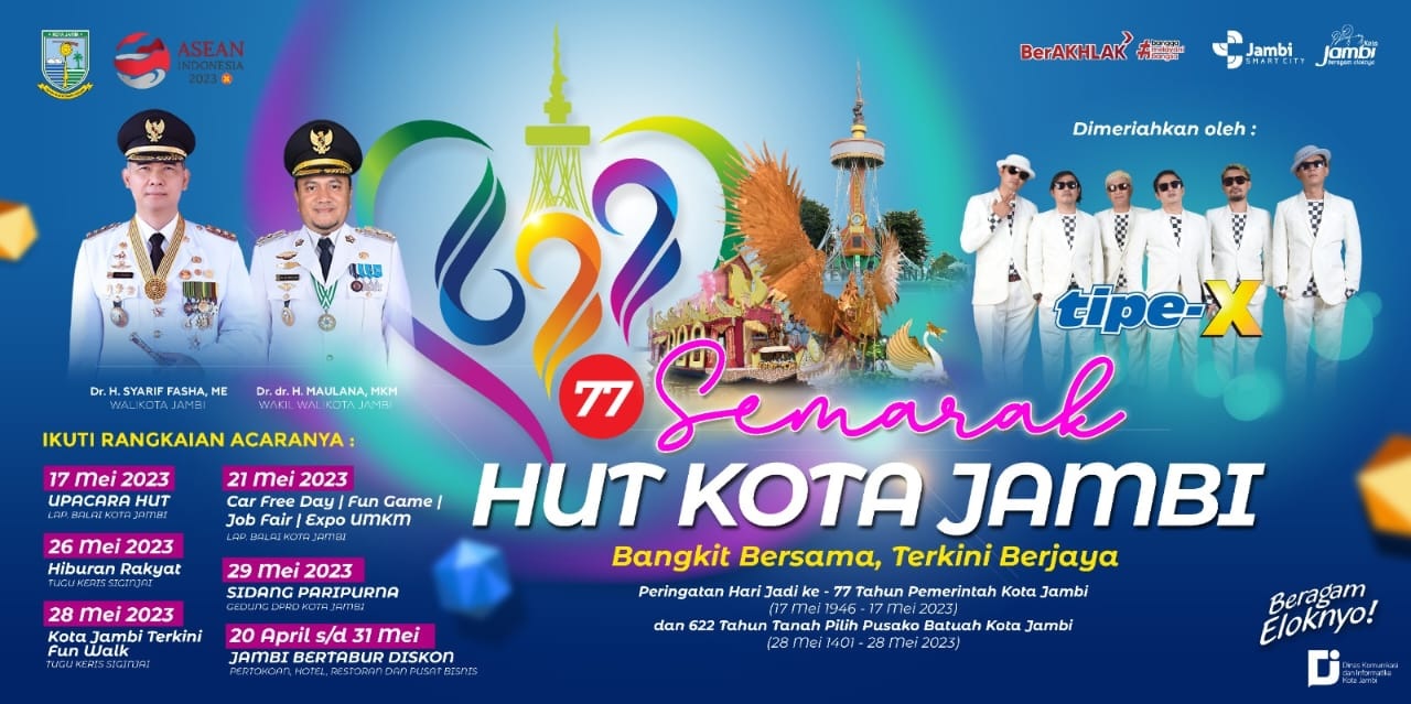 HUT Kota Jambi 2023, Bertabur Diskon Hingga Dimeriahkan Band Tipe-X 