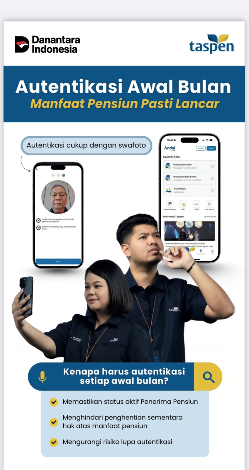 TASPEN Himbau Peserta melakukan Autentikasi Setiap Awal Bulan