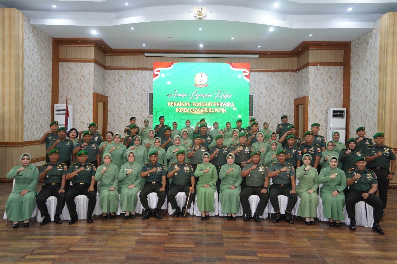 Danrem 042/Gapu Pimpin Laporan Korp Kenaikan Pangkat Perwira, Tekankan Pengabdian sebagai Kehormatan