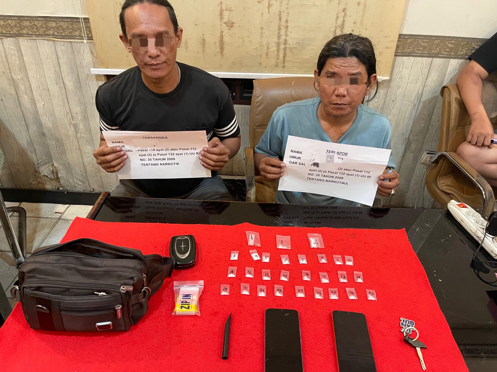 Dua Pria Ditangkap di Kos, Polisi Sita Puluhan Paket Sabu Siap Edar