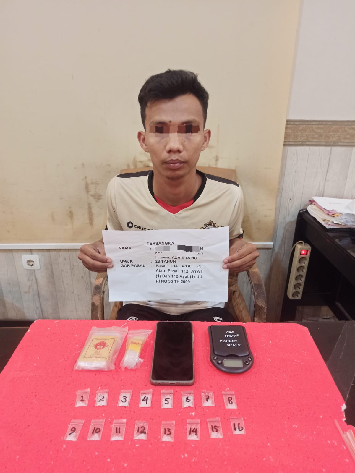 Polisi Bekuk Pengedar Sabu di Payo Selincah, 16 Paket Siap Edar Diamankan