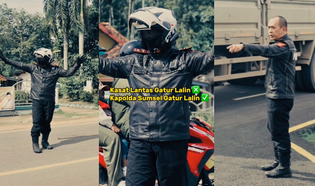 Gantengnya Mantan Kapolda Jambi Saat Mengurai Macet di Lintas Jambi-Palembang, Jaketnya Bikin Gagal Fokus