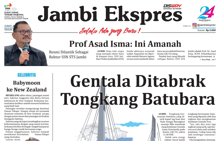 Kota Jambi Gawat Sampah, Koran Jambi Ekspres Edisi Jumat 29 Desember 2023