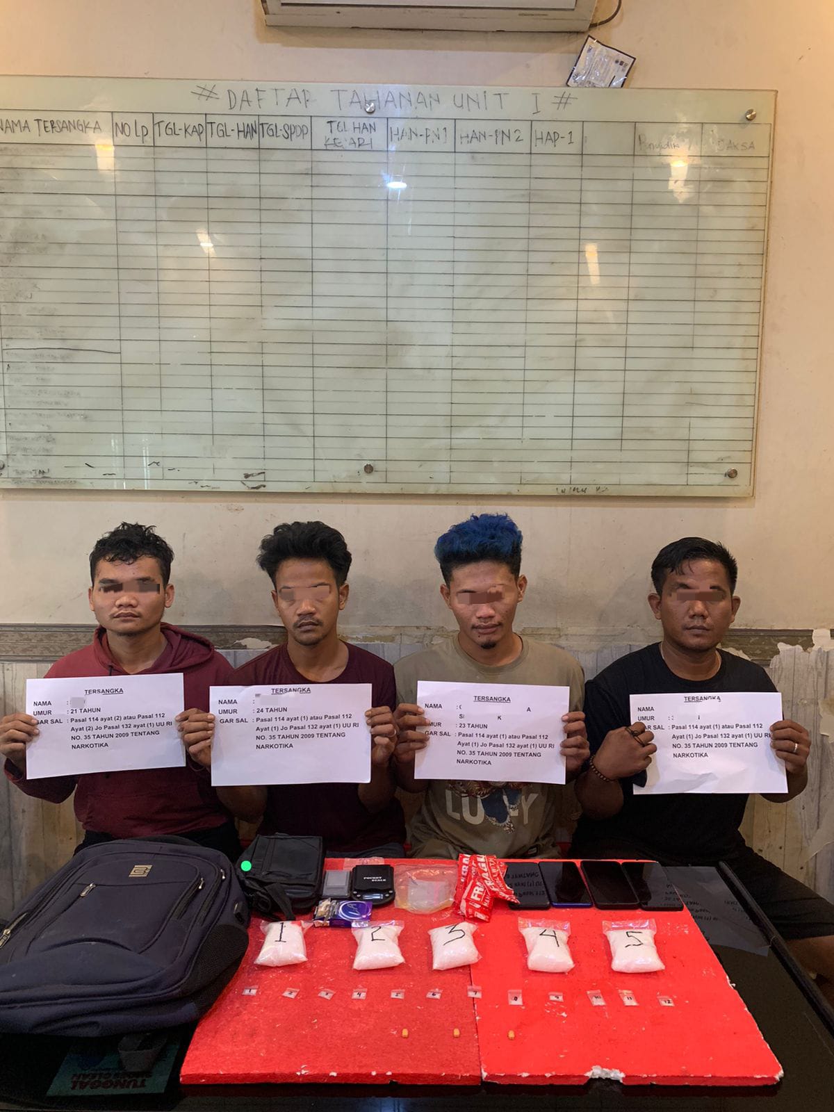 Polresta Jambi Bekuk Empat Pria dalam Kasus Narkotika, Sita Sabu Setengah Kilogram dan Ekstasi