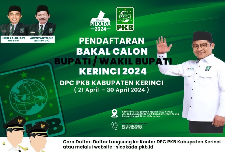 10 Kandidat Calon Bupati Kerinci Ambil Formulir dan Daftar PKB, Ini Namanya.. 