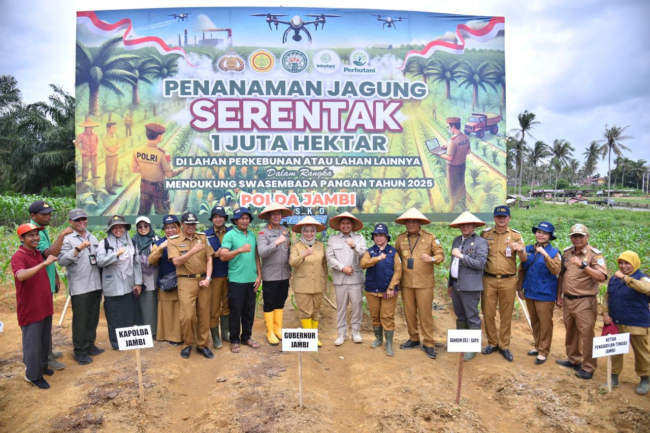 Dukung Swasembada Pangan, Pj Wali Kota Jambi Hadiri Penanaman Jagung Serentak 1 Juta Hektar