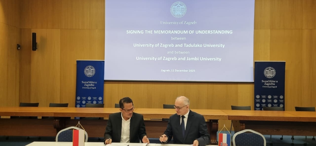 UNJA Teken MoU dengan Universitas Zagreb, Dorong Kolaborasi Global Pendidikan dan Riset