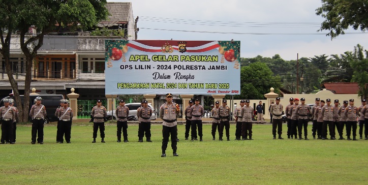 Apel Gabungan Pasukan Pengamanan ibadah Natal di Kota Jambi, Ratusan Personil Disiagakan 