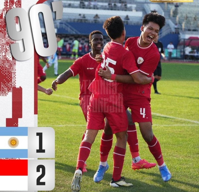 SEJARAH BARU! Timnas Indonesia U-20 Hempaskan Junior Messi 2-1