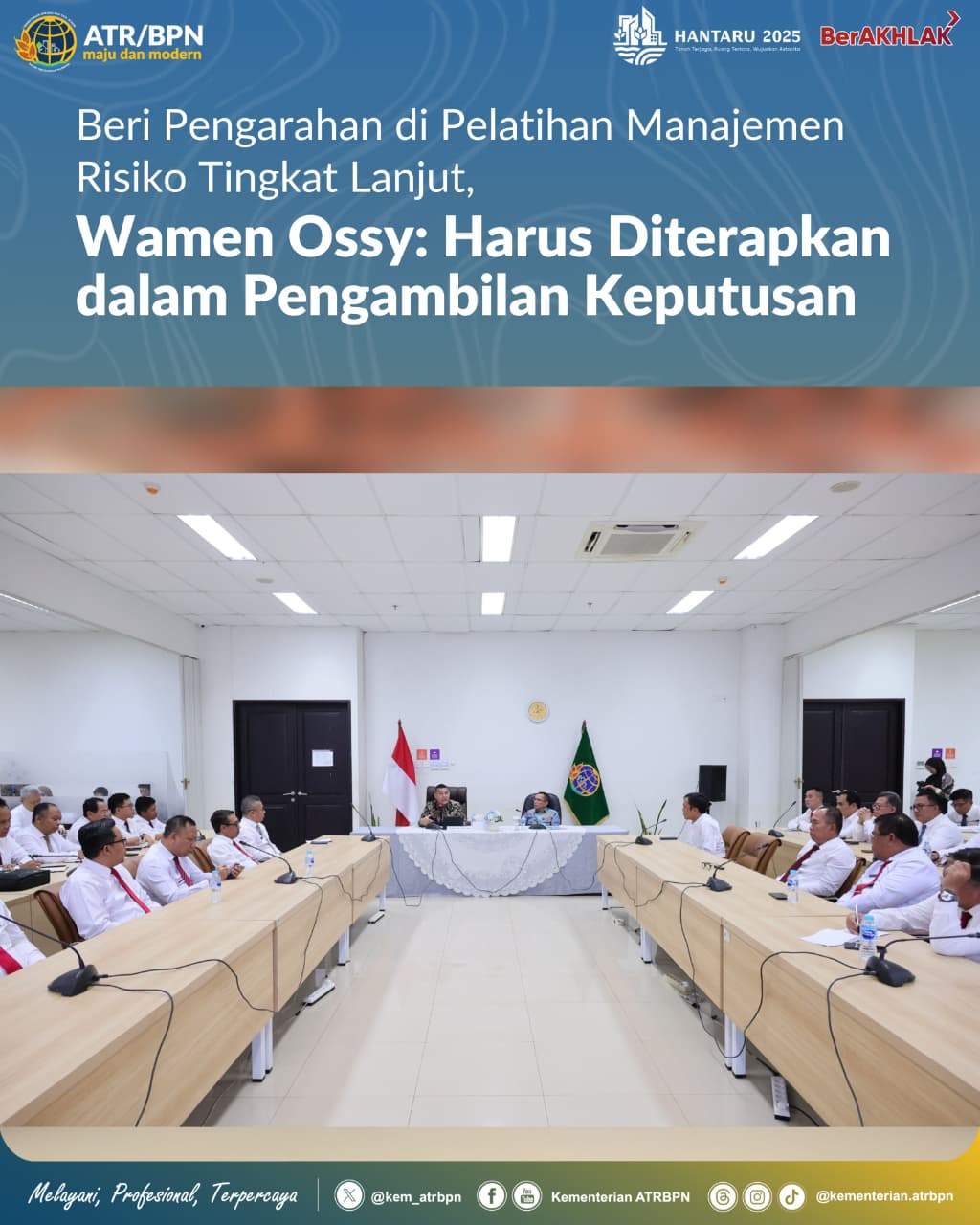 Beri Pengarahan Pelatihan Manajemen Risiko Tingkat Lanjut, Wamen Ossy: Diterapkan dalam Pengambilan Keputusan