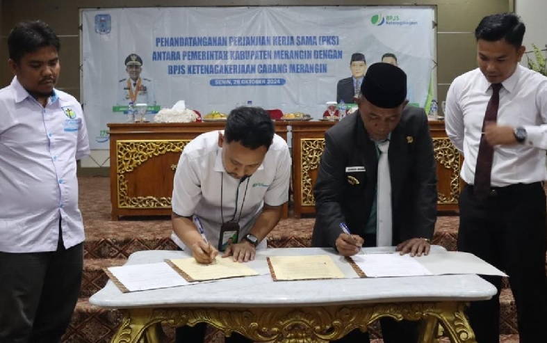 Pj Bupati Merangin Tandatangani PKS dengan BPJS Ketenagakerjaan