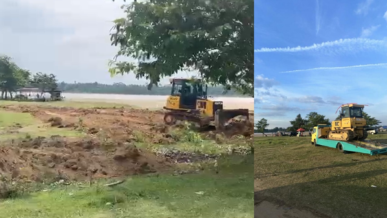 PT SAS Turunkan Alat Berat Bersihkan Pulau Pasir Aur Duri, Dukung Event Kemerdekaan Kota Jambi