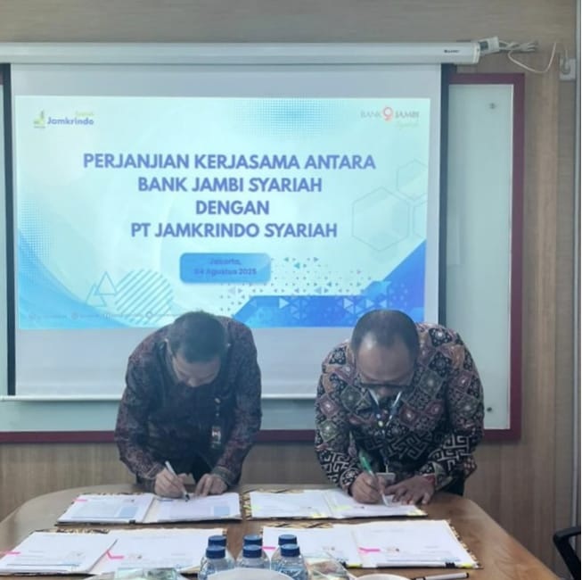 Bank Jambi Syariah dan Jamkrindo Syariah Jalin Kerja Sama Dukung Pembiayaan UMKM
