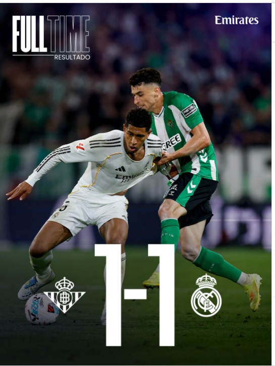 Sempat Memimpin, Real Madrid Ditahan Imbang Real Betis 1-1