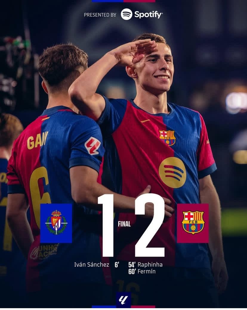 Sikat Valladolid 2-1, Barcelona Semakin Kokoh di Puncak Klasemen Sementara