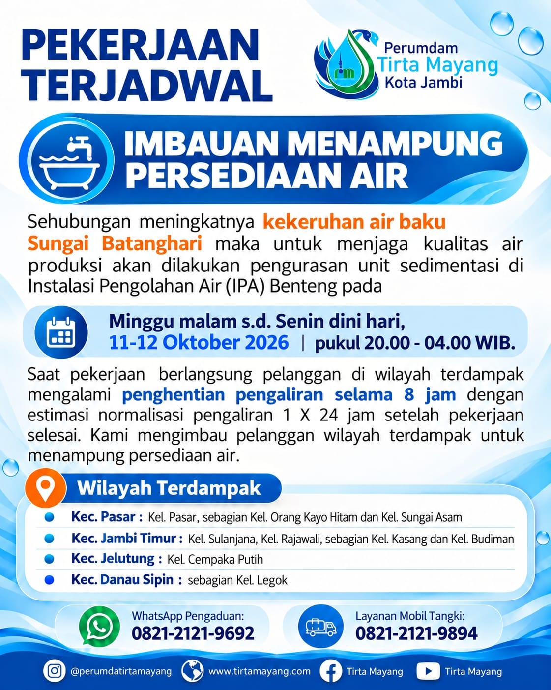 Jaga Kualitas Air di Tengah Keruhnya Batanghari, Tirta Mayang Kuras IPA Benteng