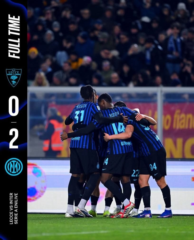 Hajar Lecce 2-0, Inter Milan Unggul 7 Poin dari Kejaran AC Milan