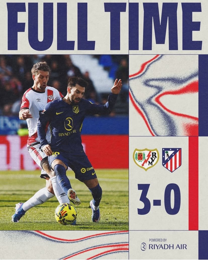Rayo Vallecano Bantai Atletico Madrid 3-0