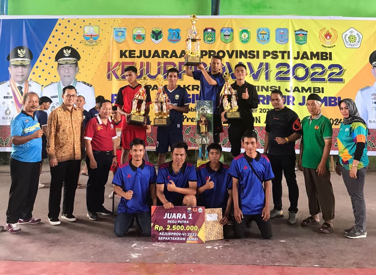 Atlet Sepak Takraw Kerinci Juara 1 Kejurprov Jambi 2022