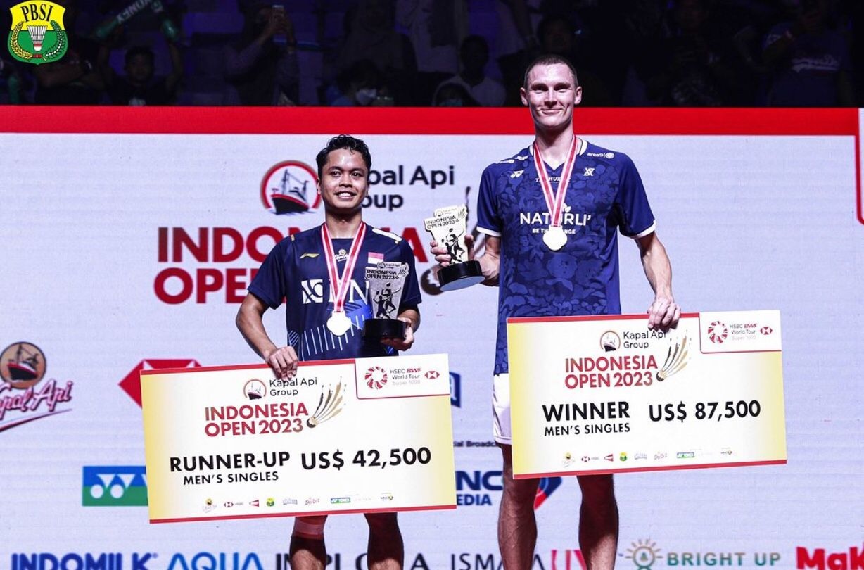 Anthony Ginting Gagal Rebut Juara Indonesia Open 2023, Kalah Dua Set dari Viktor Axelsen
