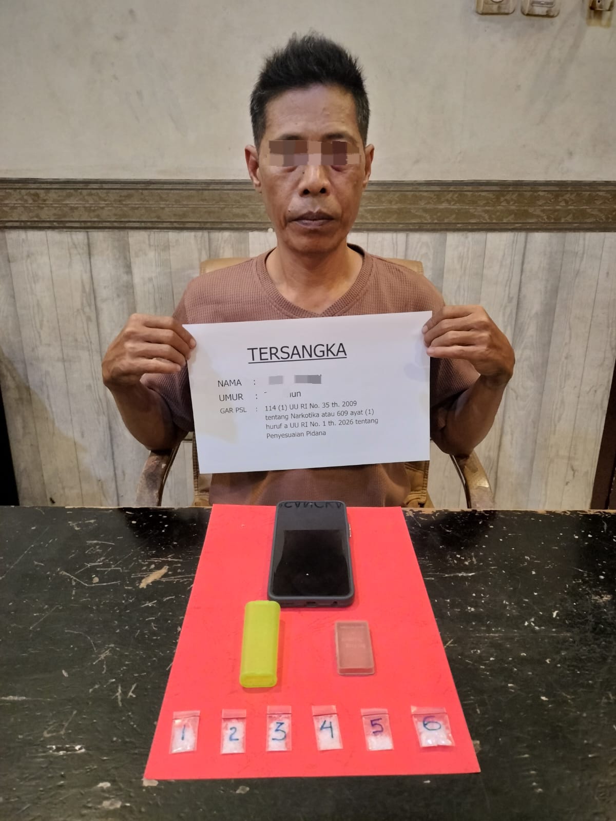 Polisi Ringkus Pengedar Sabu di Thehok, Enam Paket Siap Edar Disita