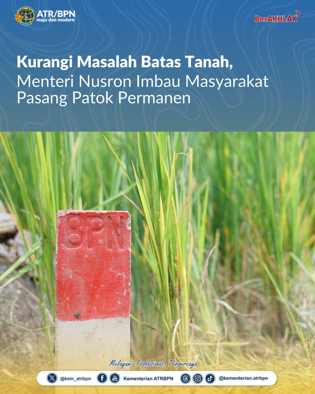 Kurangi Masalah Batas Tanah, Menteri Nusron Imbau Masyarakat Pasang Patok Permanen