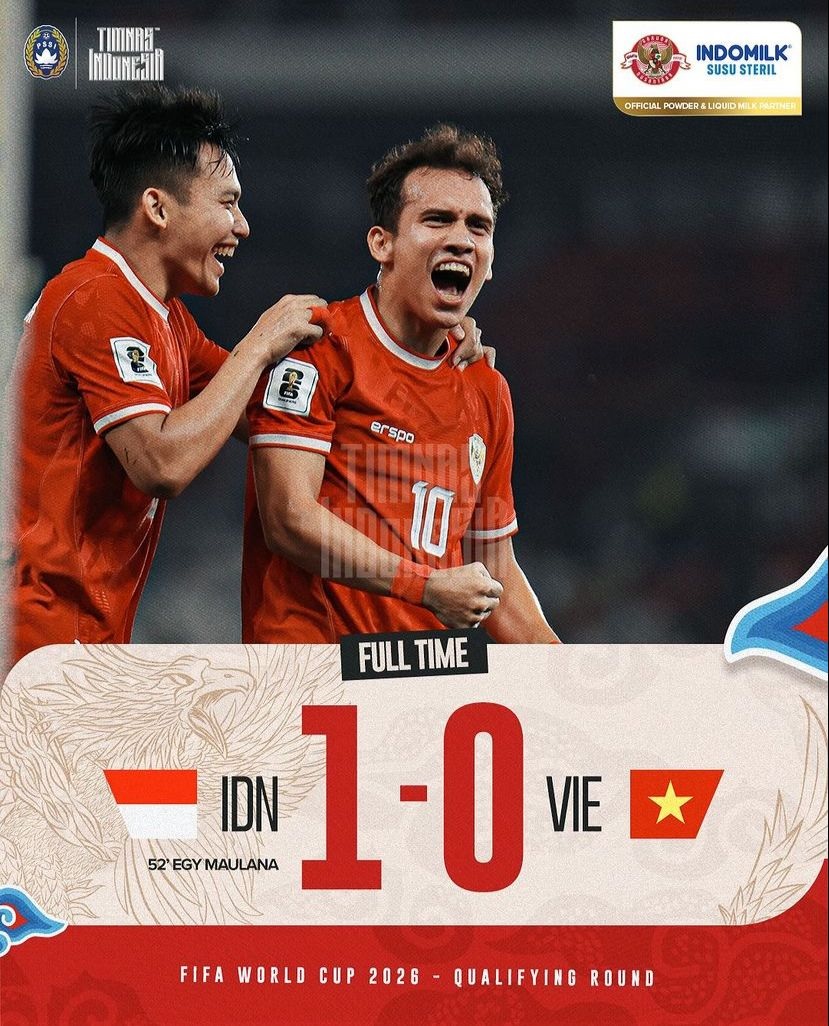 Sikat Vietnam 1-0, Indonesia Naik ke Peringkat Dua Klasemen Grup F