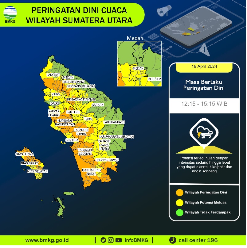 29 Daerah di Sumut Waspada Cuaca, Ini Ada Peringatan Dini Dari BMKG, Berikut Daftar Daerahnya