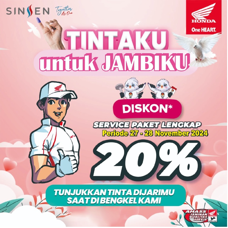 Tintaku untuk Jambiku, Ayo Coblos Pilkada dan Dapatkan Diskon Servis di AHASS