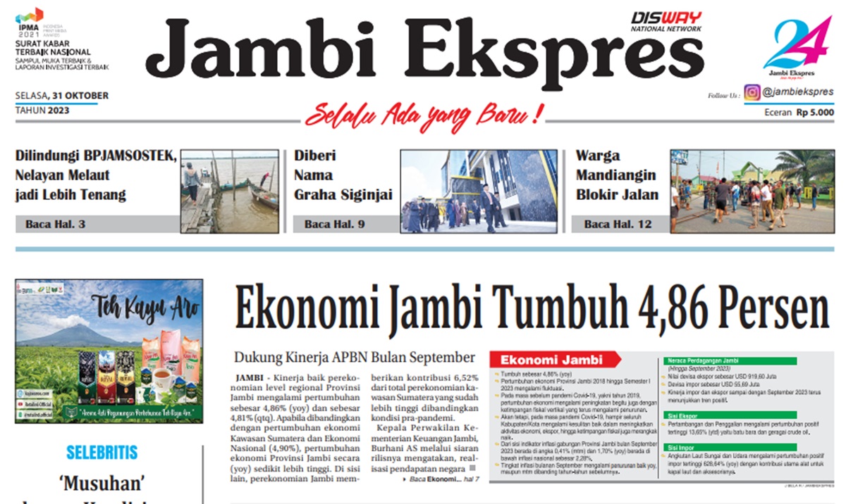 Baca Koran Jambi Ekspres Edisi Selasa 31 Oktober 2023