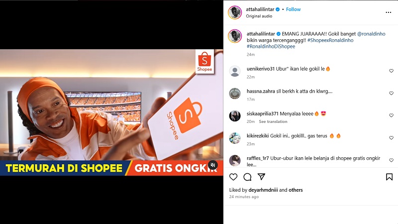 Ronaldinho Kembali! Legenda Sepak Bola Joget Samba di Iklan Terbaru Shopee