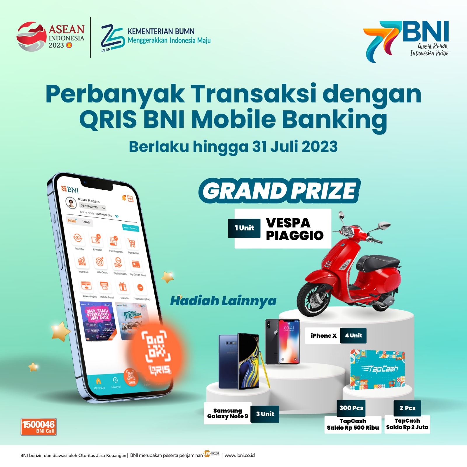 Ingin Vespa Piaggio, Perbanyak Transaksi dengan QRIS BNI Mobile Banking