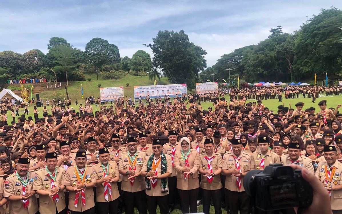 Ka. Kwarnas Pimpin Langsung Apel Besar Hari Pramuka ke-64 Tingkat Kwarda Jambi