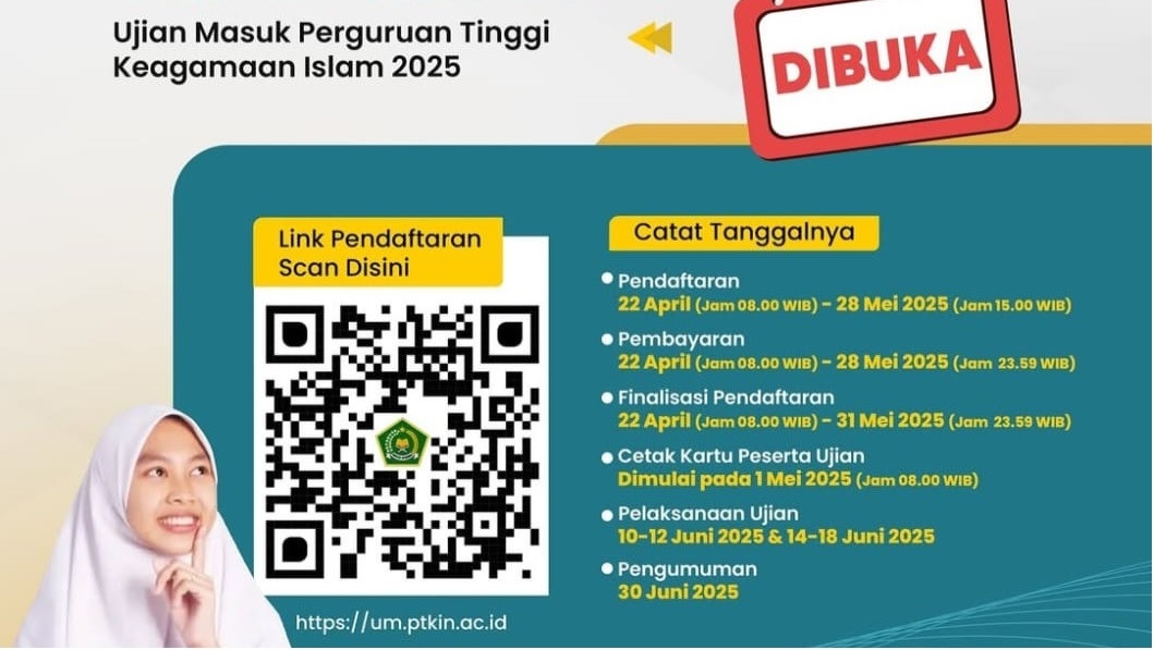 PENGUMUMAN! Pendaftaran Ujian Masuk PTKIN Dibuka, Ini Cara Daftar dan Jadwalnya