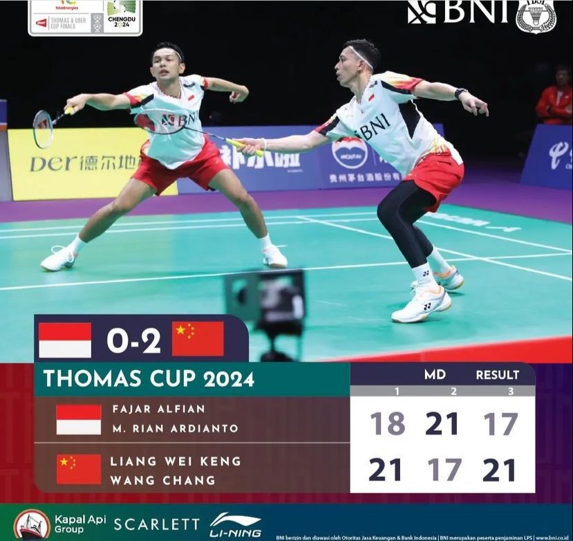 Fajar Alfian/ M. Rian Ardianto Kalah Dari Ganda Putra China, Indonesia Ketinggalan 2-0