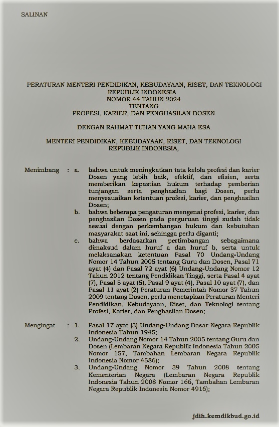 Terbaru! Kemendikbudristek Terbitkan Peraturan Menteri terkait Profesi, Karier, dan Penghasilan Dosen