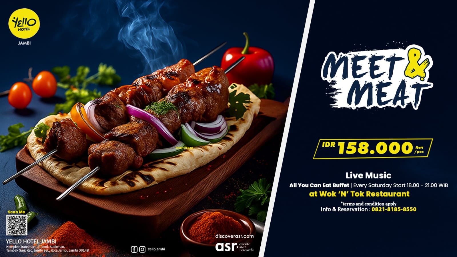 YELLO Hotel Jambi Sajikan MEET & MEAT All You Can Eat Buffet Setiap Sabtu dengan Live Music dan Menu Premium