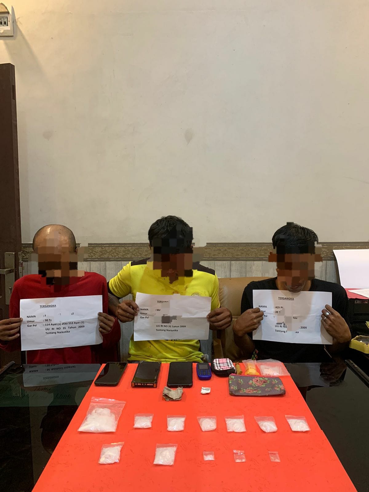 Tiga Pelaku Penyalahgunaan Sabu Diringkus Polisi di Dua TKP Berbeda 