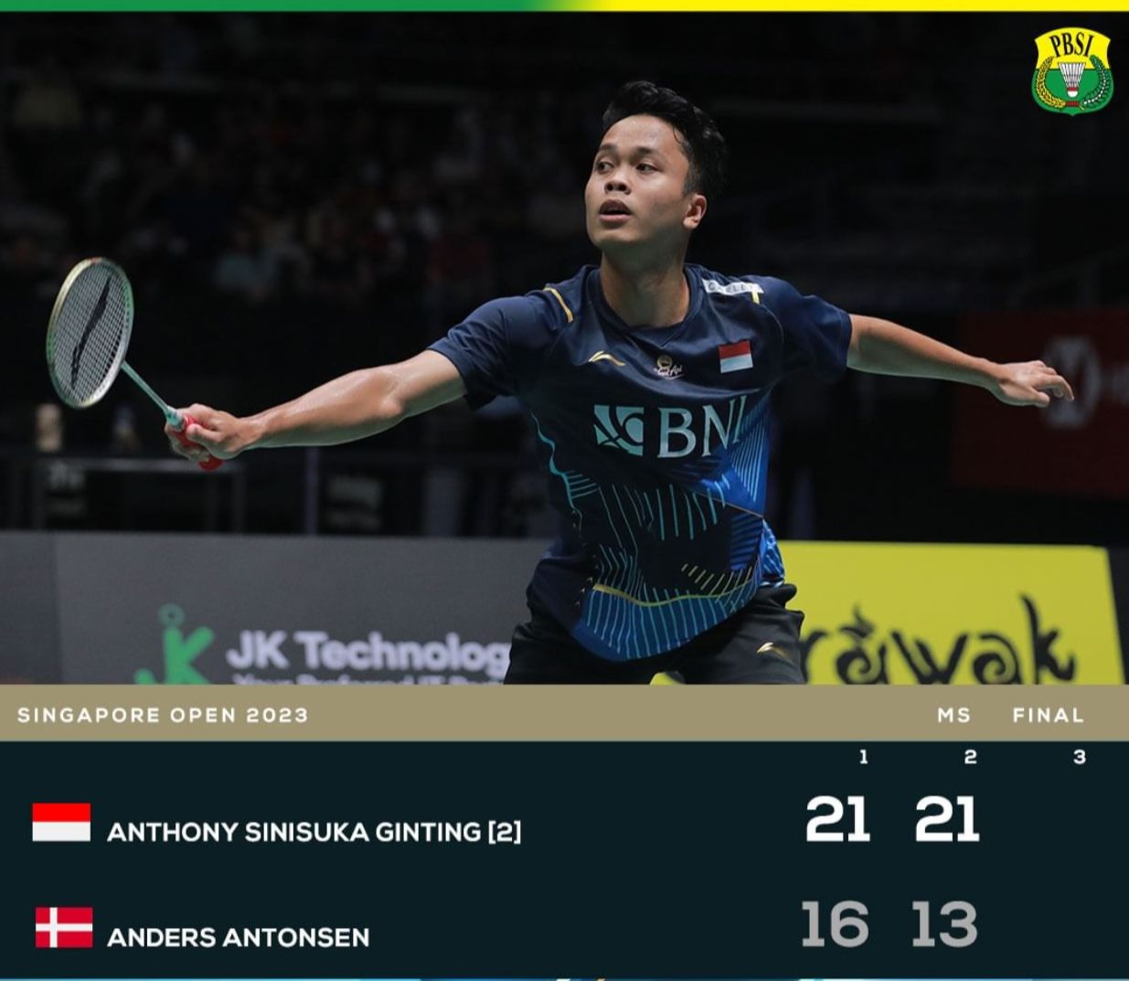 GINTING MEMANG OKE! Kalahkan Anders Antonsen, Anthony Ginting Juara Singapore Open 2023