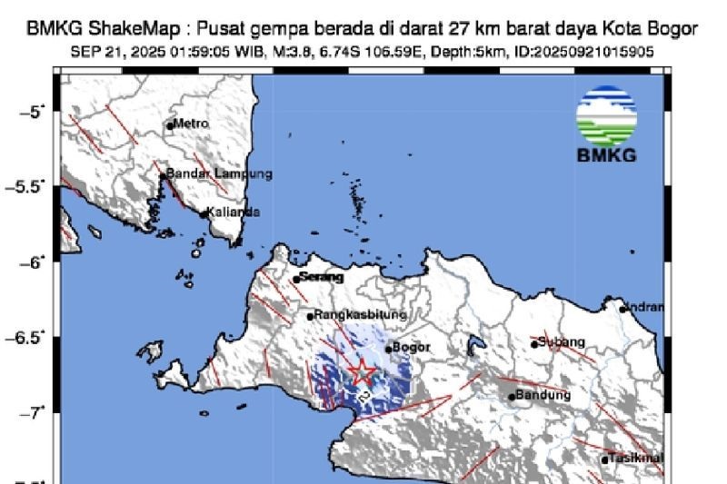 Gempa 4 Magnitudo Guncang Sukabumi dan Bogor