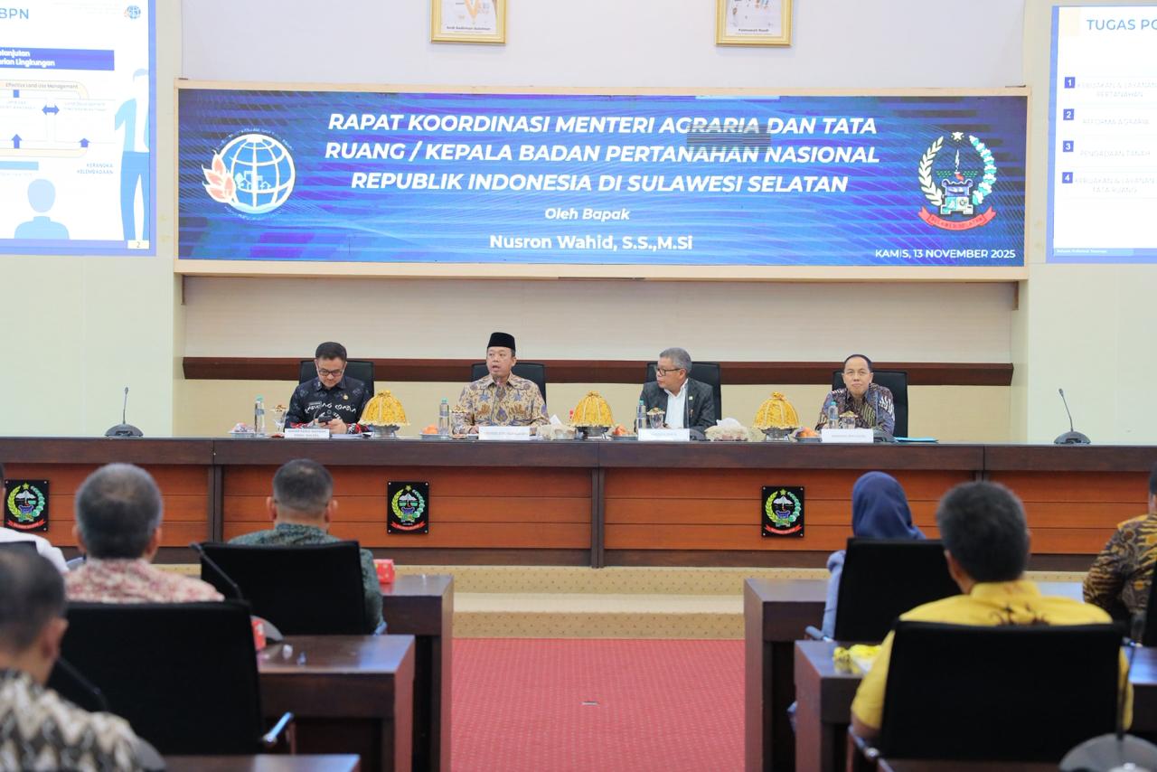 Percepat Penyelesaian Persoalan Tanah dan Ruang, Menteri Nusron Adakan Rakor dengan Kepala Daerah Se-Sulsel
