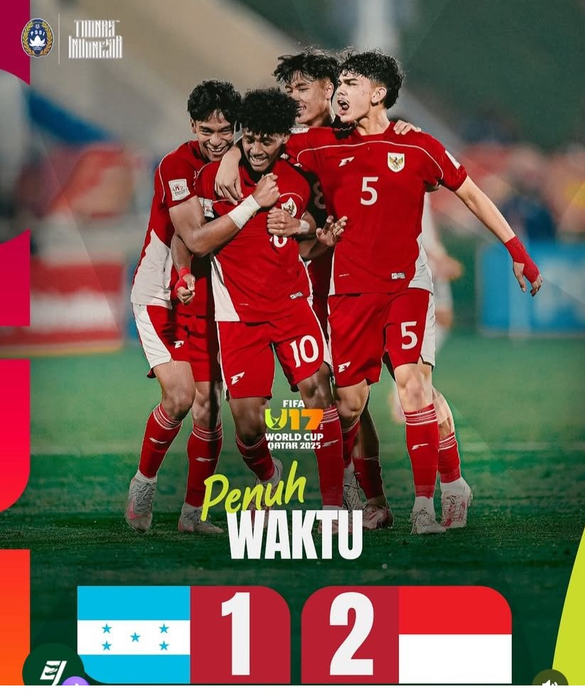 Piala Dunia U-17 2025, Timnas Indonesia Sikat Honduras 2-1