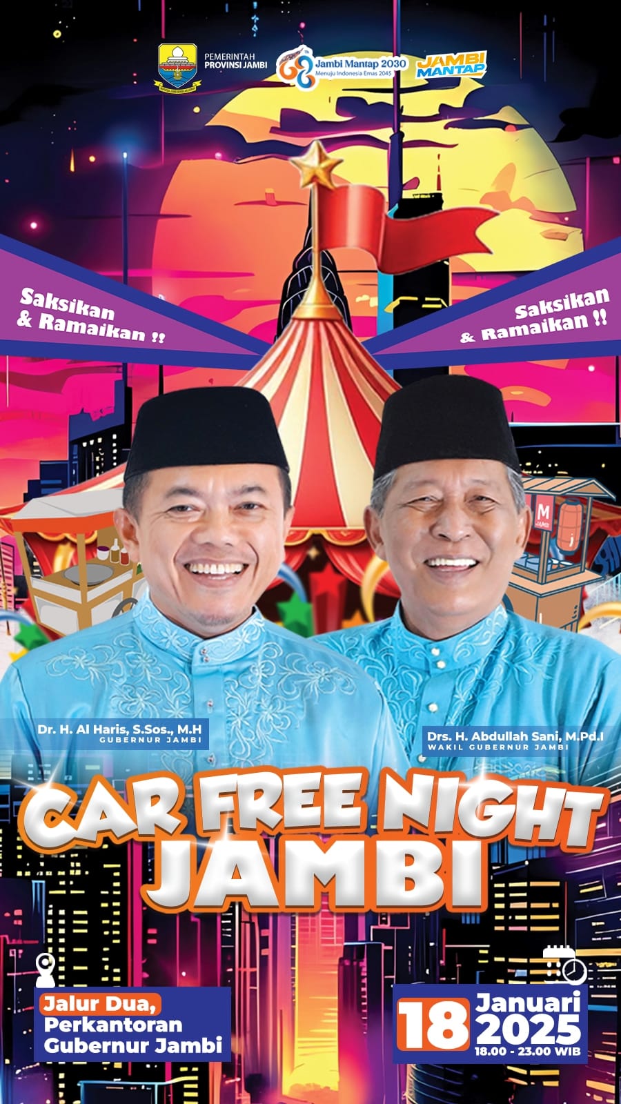 Ada Car Free Night Di Kawasan Kantor Gubernur Jambi, Pemprov Arahkan Pengendara Lewat Jalan Lain