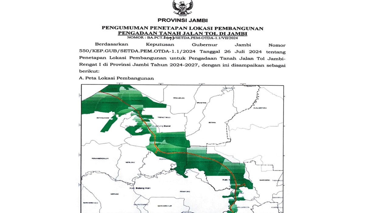 RESMI! Ini Nama 21 Desa dan Kelurahan yang Masuk Data Penlok Tol Jambi-Rengat I Versi Pemprov Jambi