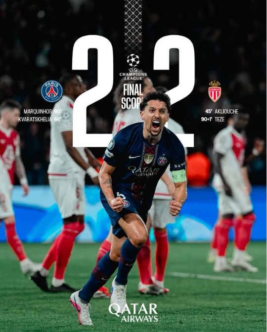 Imbang 2-2, PSG Singkirkan AS Monaco dari Liga Champions