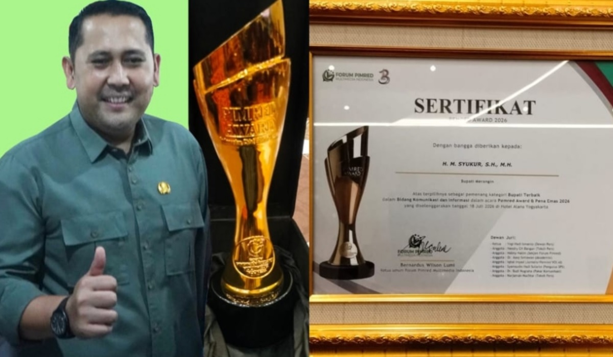 Bupati M Syukur Raih Penghargaan Bupati Terbaik Bidang Komunikasi dan Informasi di Pemred Award 2026