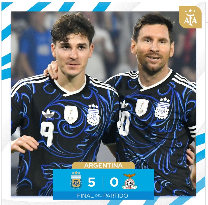 Argentina Bantai Zambia 5-0, Lionel Messi Cetak Gol